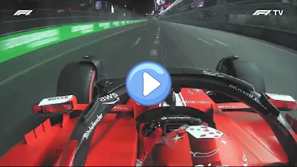 Play video: Carlos Sainz crashes into a manhole cover during free practice for #LasVegasGP. Video thumb: Carlos Sainz crashes into a manhole cover during free practice for #LasVegasGP.