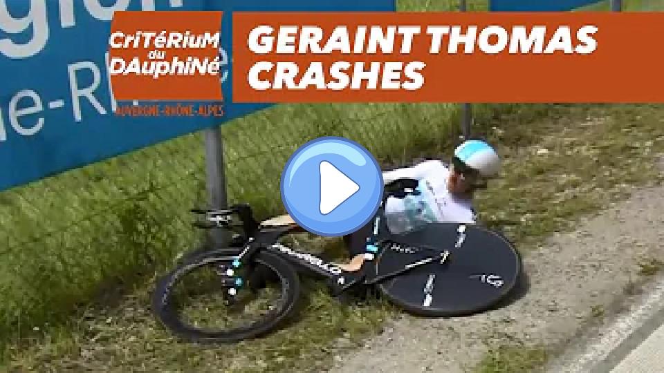 Play video: Geraint Thomas crashes - Prologue (Valence/Valence) - Critérium du Dauphiné 2018 Video thumb: Geraint Thomas crashes - Prologue (Valence/Valence) - Critérium du Dauphiné 2018