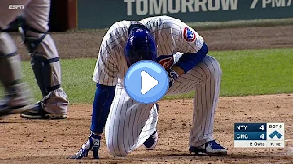 Play video: NYY@CHC: Rizzo gets hit by pitch to tie game in 9th Video thumb: NYY@CHC: Rizzo gets hit by pitch to tie game in 9th