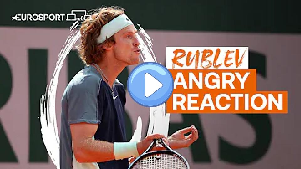 Play video: Angry Andrey Rublev lashes out after losing the first set | Eurosport Tennis Video thumb: Angry Andrey Rublev lashes out after losing the first set | Eurosport Tennis