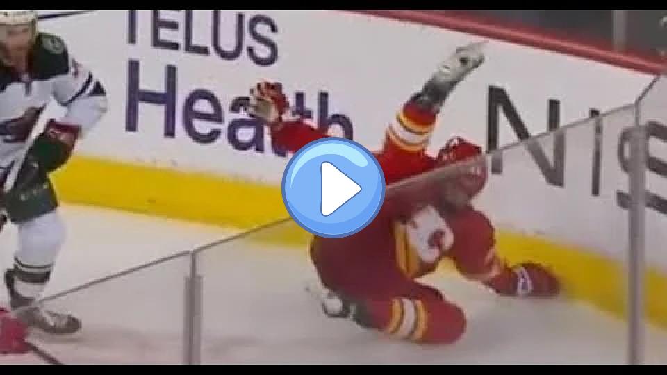 Play video: Flames' Markstrom saves Oliver Kylington after a big hit into the boards Video thumb: Flames' Markstrom saves Oliver Kylington after a big hit into the boards