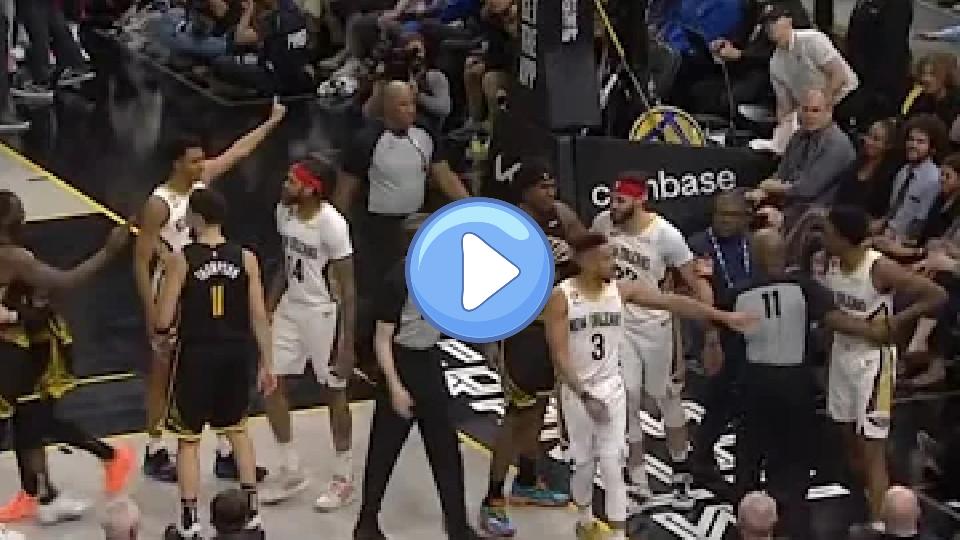 Video thumb: Draymond Fights Brandon Ingram & Kicks Herb Jones in the Face! Curry Holds Him Back!