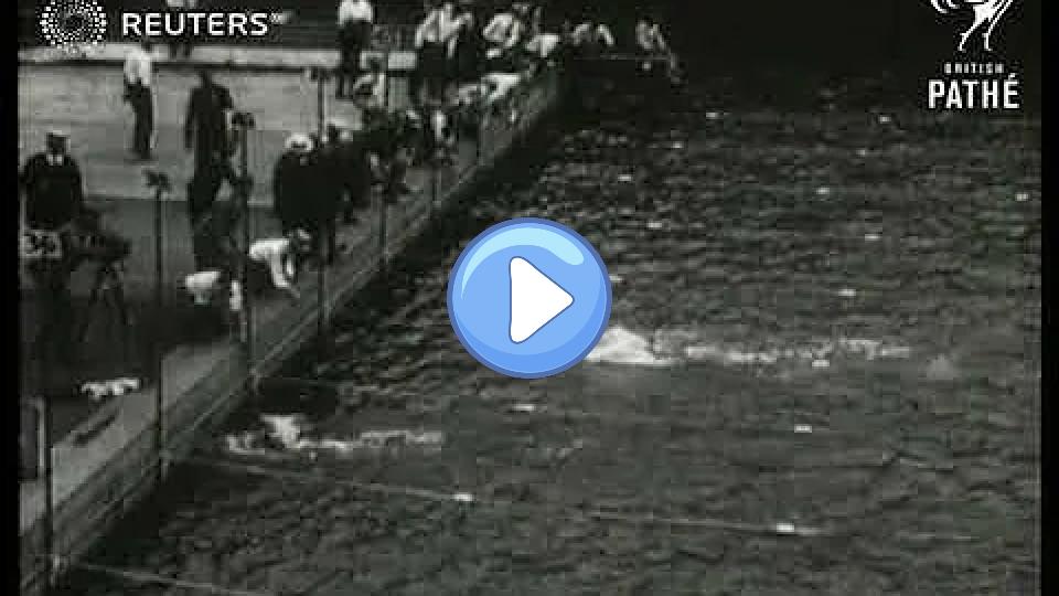 Play video: Johnny Weissmuller sets new swimming record (1925) Video thumb: Johnny Weissmuller sets new swimming record (1925)