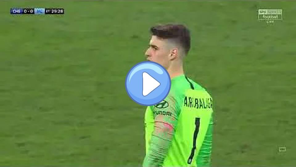 Play video: Kepa Arrizabalaga refused to be substituted by Chelsea manager Maurizio Sarri. Video thumb: Kepa Arrizabalaga refused to be substituted by Chelsea manager Maurizio Sarri.