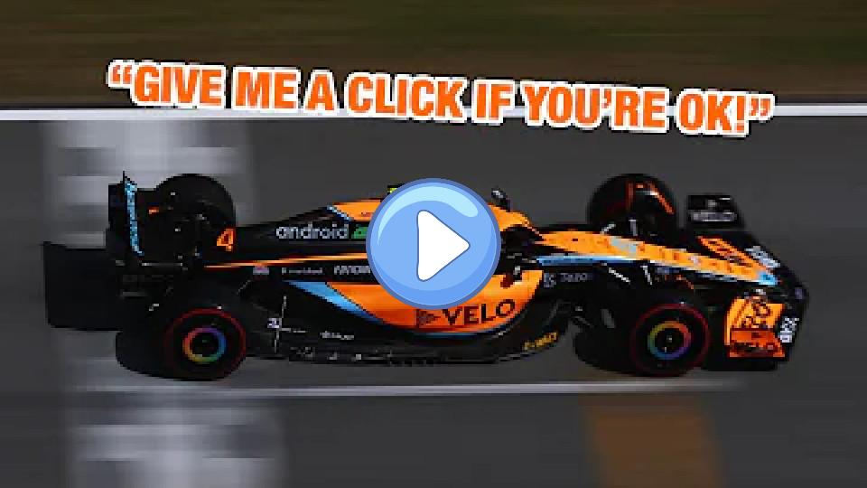 Play video: Lando Norris doesn't respond to team radio due to illness at Spanish GP. Video thumb: Lando Norris doesn't respond to team radio due to illness at Spanish GP.