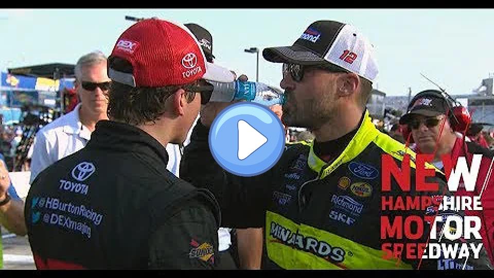Play video: Burton and Menard have a post-race chat at New Hampshire. Video thumb: Burton and Menard have a post-race chat at New Hampshire.