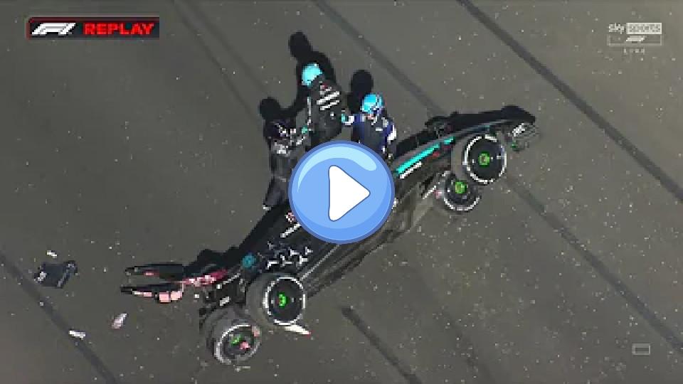 Play video: George Russell's crash on the final lap in Australia Video thumb: George Russell's crash on the final lap in Australia