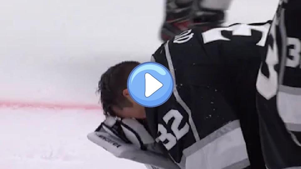 Play video: Jonathan Quick Collapses After Matthew Tkachuk High-Sticks Him Video thumb: Jonathan Quick Collapses After Matthew Tkachuk High-Sticks Him
