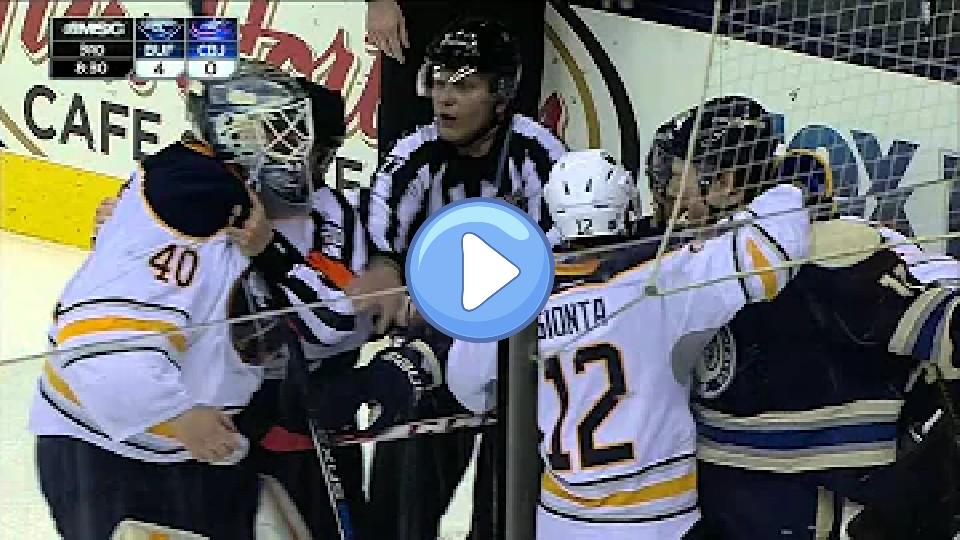 Play video: Gotta See It: Goalie Lehner drops the gloves after a bad hit Video thumb: Gotta See It: Goalie Lehner drops the gloves after a bad hit
