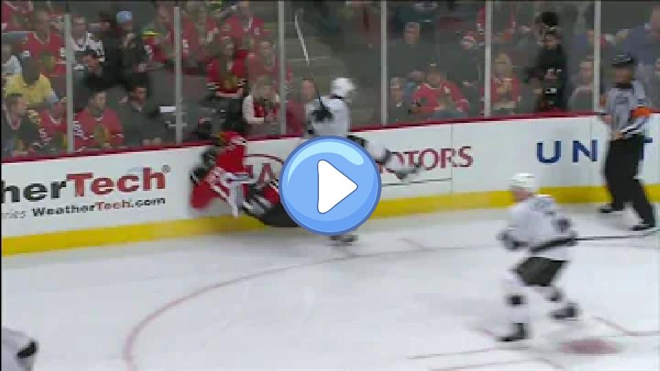 Play video: Jake Muzzin delivers a heavy hit to Jonathan Toews Video thumb: Jake Muzzin delivers a heavy hit to Jonathan Toews