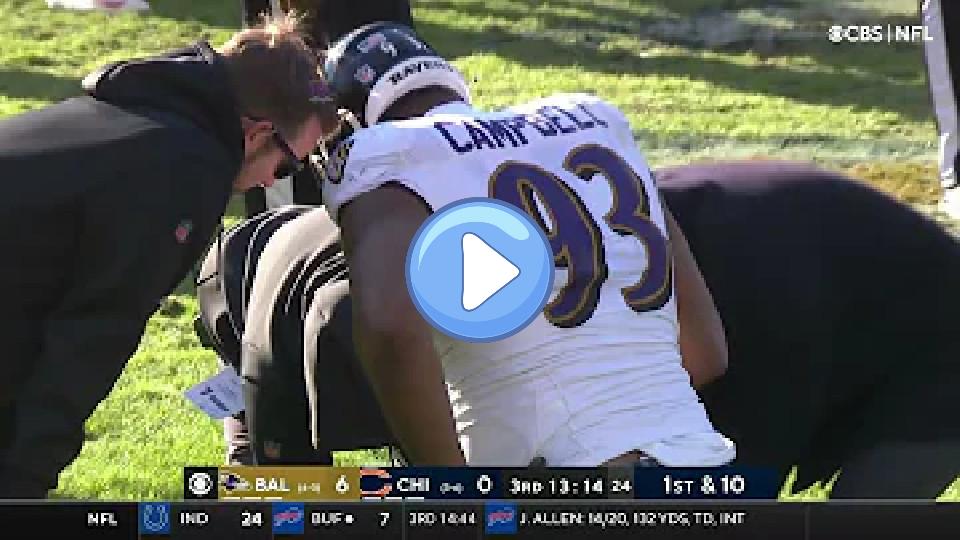 Play video: Calais Campbell's hilarious fake injury against the Bears Video thumb: Calais Campbell's hilarious fake injury against the Bears