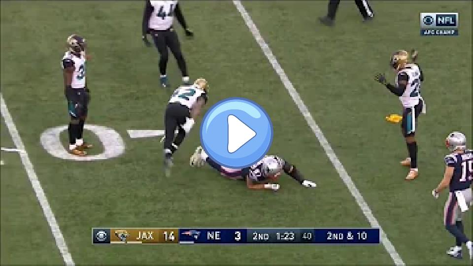 Play video: Rob Gronkowski sustained an injury against the Jaguars in the AFC Championship. Video thumb: Rob Gronkowski sustained an injury against the Jaguars in the AFC Championship.