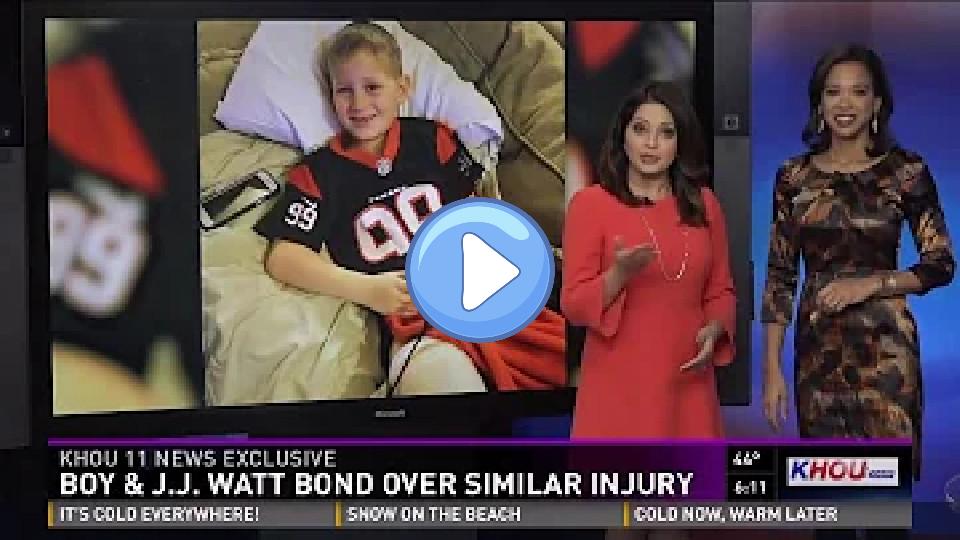 Play video: Boy and J.J. Watt bond over the same injury. Video thumb: Boy and J.J. Watt bond over the same injury.