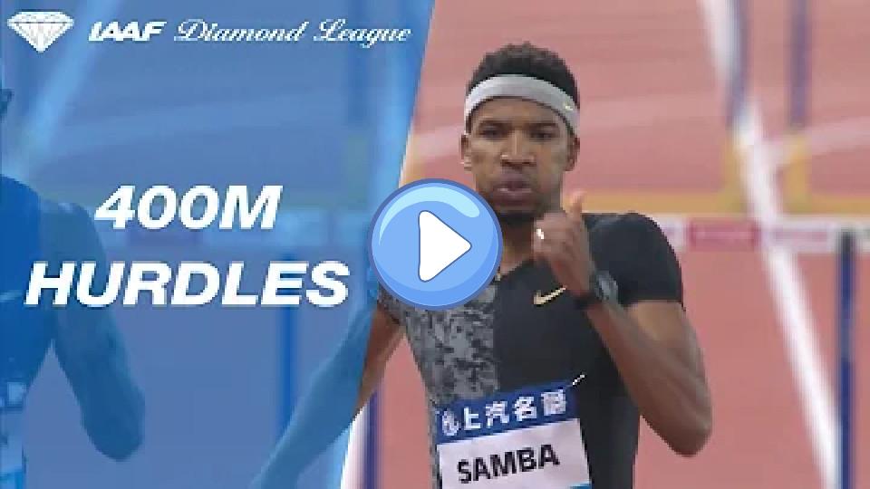 Play video: Abderrahman Samba wins the 400m hurdle showdown in Shanghai - IAAF Diamond League 2019 Video thumb: Abderrahman Samba wins the 400m hurdle showdown in Shanghai - IAAF Diamond League 2019