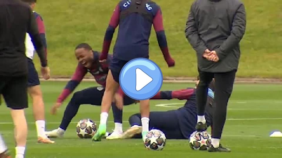 Play video: Bernardo Silva injures Sterling during training Video thumb: Bernardo Silva injures Sterling during training