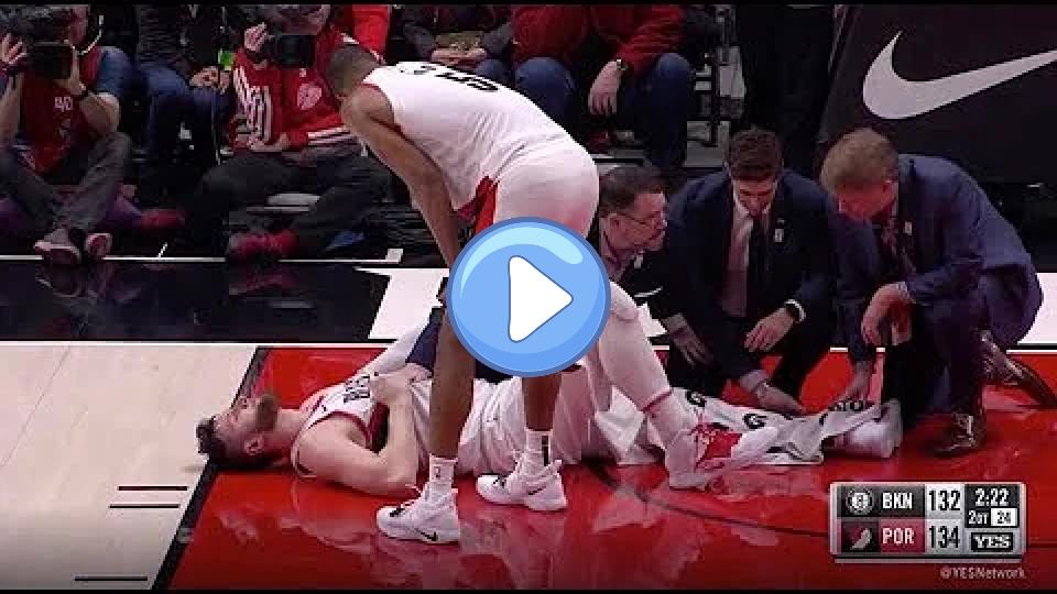Play video: Jusuf Nurkic Suffers Gruesome Broken Leg Injury in Double Overtime | TRAIL BLAZERS vs. NETS | 3.25.2019 Video thumb: Jusuf Nurkic Suffers Gruesome Broken Leg Injury in Double Overtime | TRAIL BLAZERS vs. NETS | 3.25.2019