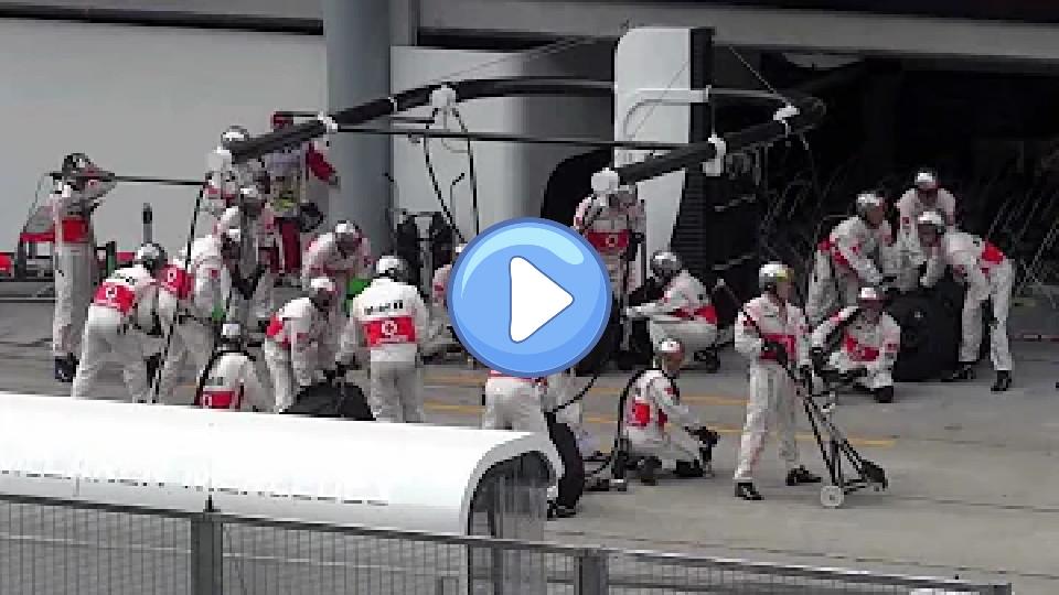 Play video: Lewis Hamilton made a pit stop at the wrong team's garage during the 2013 Malaysian Grand Prix. Video thumb: Lewis Hamilton made a pit stop at the wrong team's garage during the 2013 Malaysian Grand Prix.