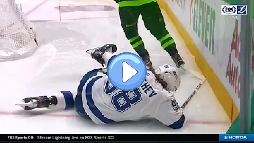Play video: Andrei Vasilevskiy's Clearing Attempt Hits Mikhail Sergachev in the Face Video thumb: Andrei Vasilevskiy's Clearing Attempt Hits Mikhail Sergachev in the Face