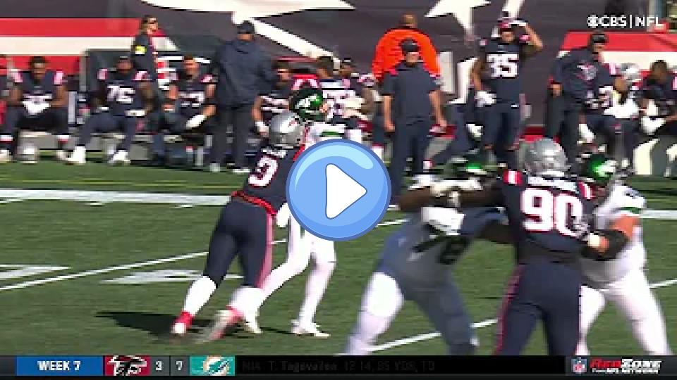 Play video: Zach Wilson injured after a big hit from Matthew Judon Video thumb: Zach Wilson injured after a big hit from Matthew Judon