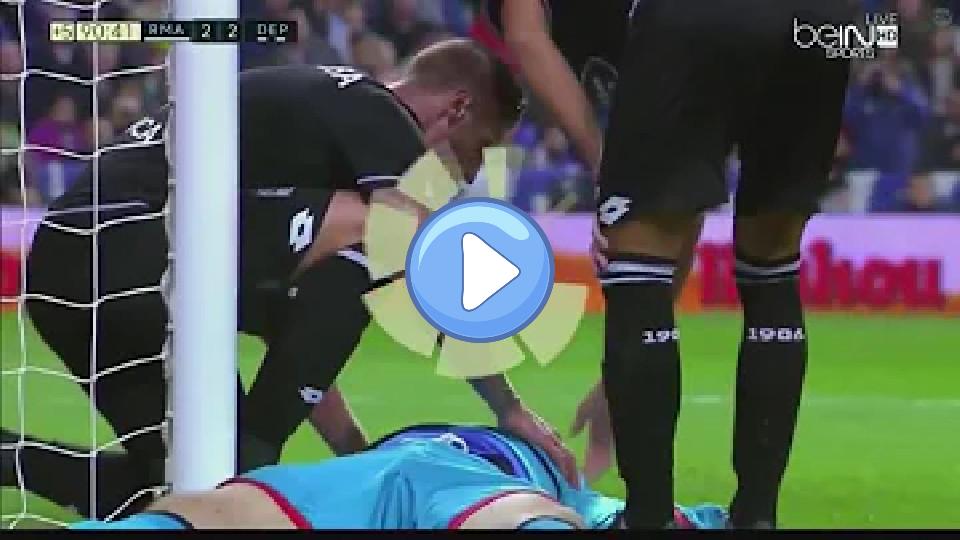 Play video: Goalkeeper Knocks Himself Out - Real Madrid vs Deportivo Video thumb: Goalkeeper Knocks Himself Out - Real Madrid vs Deportivo