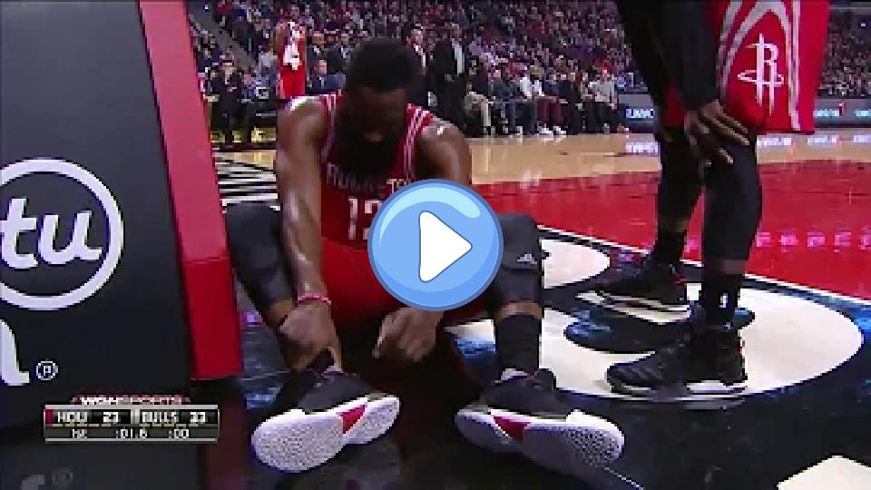 Video thumb: James Harden Ankle Injury - Rockets vs. Bulls - March 10, 2017 - 2016-17 NBA Season