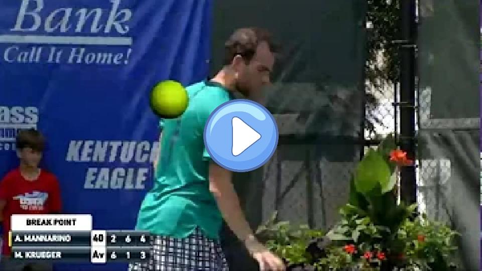 Play video: Adrian Mannarino almost injured the child. Video thumb: Adrian Mannarino almost injured the child.