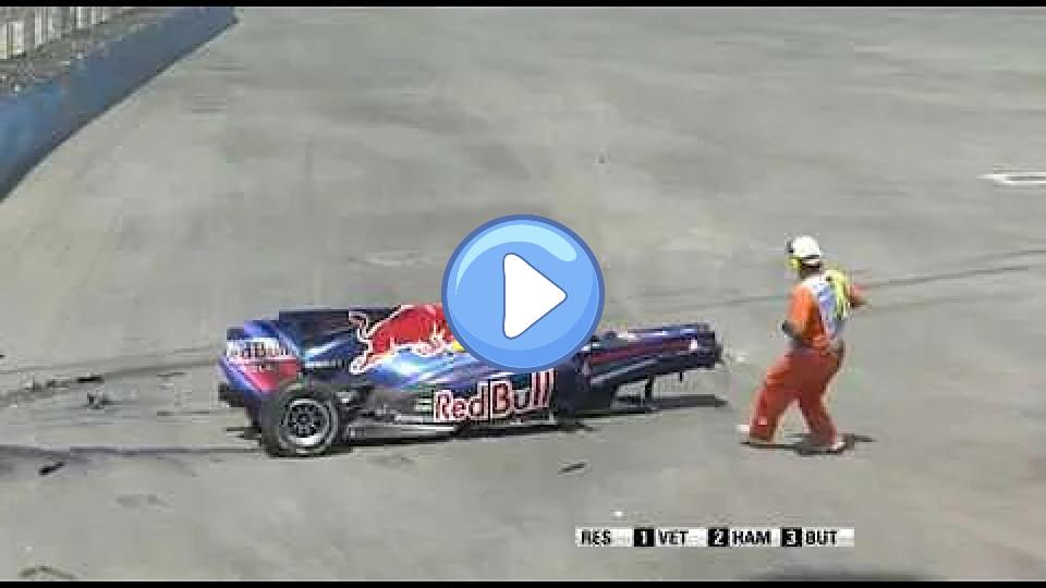 Play video: Christian Horner's brilliant comment on Eddie's shirt! Oh, and Mark Webber's spectacular crash. Video thumb: Christian Horner's brilliant comment on Eddie's shirt! Oh, and Mark Webber's spectacular crash.