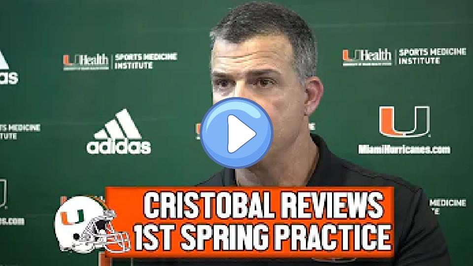 Play video: Mario Cristobal on First Spring Practice, New QB Cam Ward, Freshmen, and Injury Updates Video thumb: Mario Cristobal on First Spring Practice, New QB Cam Ward, Freshmen, and Injury Updates