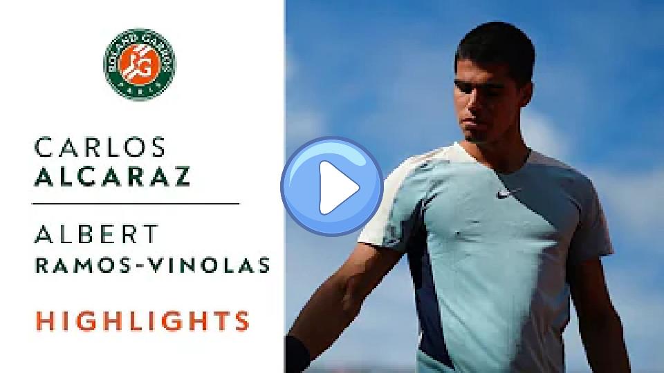 Play video: Carlos Alcaraz vs. Albert Ramos-Vinolas - Round 2 Highlights | Roland-Garros 2022 Video thumb: Carlos Alcaraz vs. Albert Ramos-Vinolas - Round 2 Highlights | Roland-Garros 2022