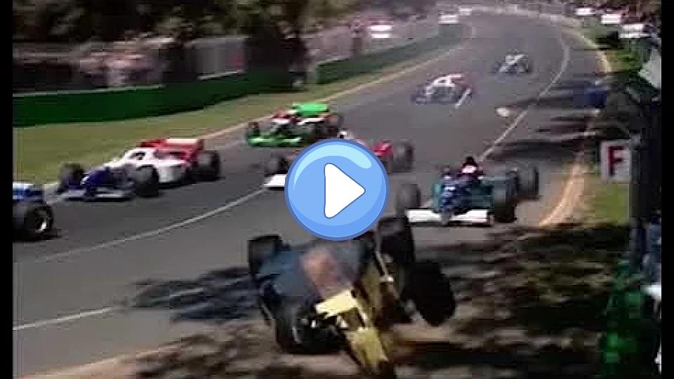 Play video: At the 1996 Australian Grand Prix, Martin Brundle was involved in a dramatic crash. During the first lap of the race, he collided with several other cars, which caused his Jordan car to flip over and slide across the track. Fortunately, Brundle emerged unscathed and was able to participate in the race restart with the team's spare car. Video thumb: At the 1996 Australian Grand Prix, Martin Brundle was involved in a dramatic crash. During the first lap of the race, he collided with several other cars, which caused his Jordan car to flip over and slide across the track. Fortunately, Brundle emerged unscathed and was able to participate in the race restart with the team's spare car.