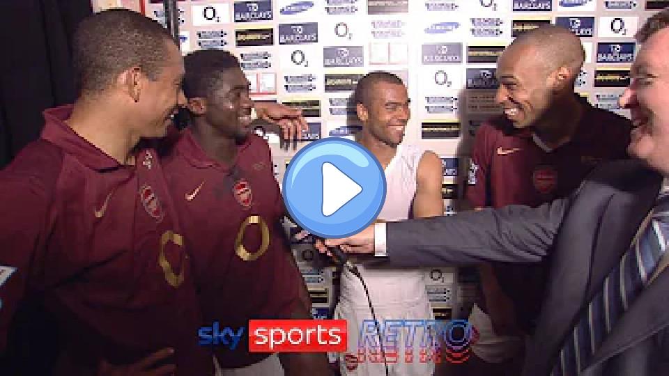 Play video: Thierry Henry, Ashley Cole, Kolo Touré, and Gilberto Silva after the final game at Highbury Video thumb: Thierry Henry, Ashley Cole, Kolo Touré, and Gilberto Silva after the final game at Highbury