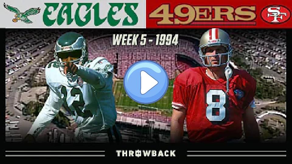 Play video: Cunningham & Co. Crush the Future Champs! (Eagles vs. 49ers 1994, Week 5) Video thumb: Cunningham & Co. Crush the Future Champs! (Eagles vs. 49ers 1994, Week 5)
