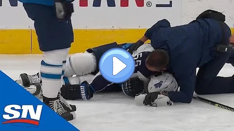 Play video: Mark Scheifele Injured and Leaves Game After Awkward Collision with Matthew Tkachuk Video thumb: Mark Scheifele Injured and Leaves Game After Awkward Collision with Matthew Tkachuk
