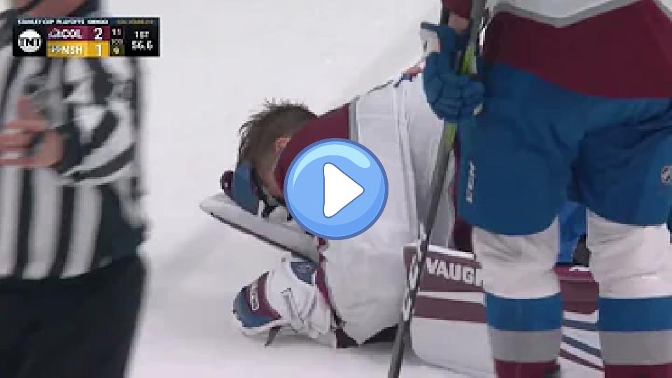 Play video: Darcy Kuemper Leaves Game After Taking a Stick to the Face Through the Mask Video thumb: Darcy Kuemper Leaves Game After Taking a Stick to the Face Through the Mask