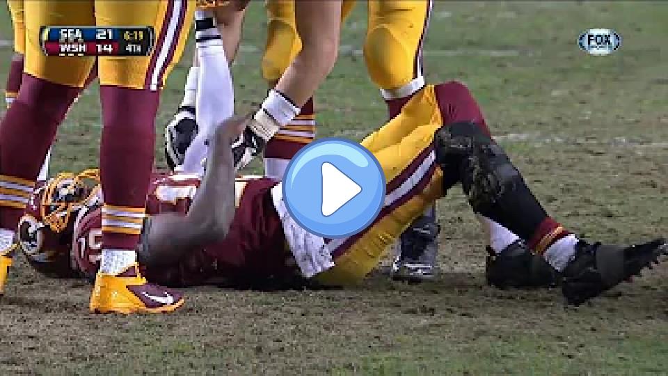 Play video: Robert Griffin III Injury (ACL and LCL Tear) | 2013 NFL Wild Card Game | Seahawks vs. Redskins Video thumb: Robert Griffin III Injury (ACL and LCL Tear) | 2013 NFL Wild Card Game | Seahawks vs. Redskins