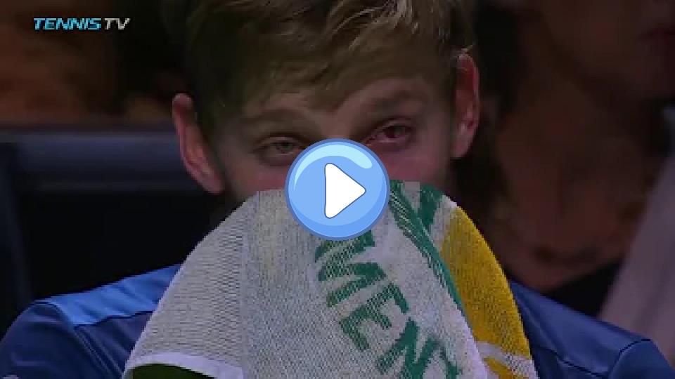 Play video: David Goffin gets hit in the eye by a ball | Rotterdam 2018 Semi-Final Video thumb: David Goffin gets hit in the eye by a ball | Rotterdam 2018 Semi-Final