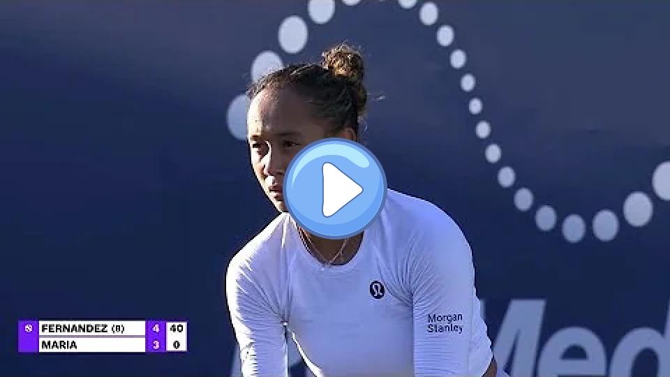 Play video: Leylah Fernandez injured 🤕 🏥 🚨 and retires against Tatjana Maria 🇩🇪 at the WTA Tennis event in San Diego. Video thumb: Leylah Fernandez injured 🤕 🏥 🚨 and retires against Tatjana Maria 🇩🇪 at the WTA Tennis event in San Diego.