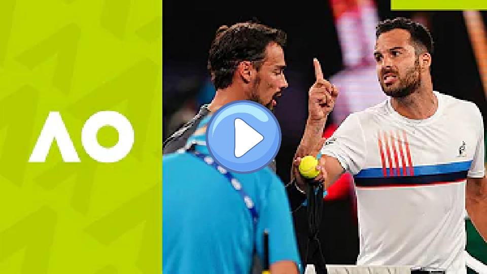 Play video: Fognini Celebrates and Caruso Fires Up After Epic Tiebreak | Australian Open 2021 Video thumb: Fognini Celebrates and Caruso Fires Up After Epic Tiebreak | Australian Open 2021