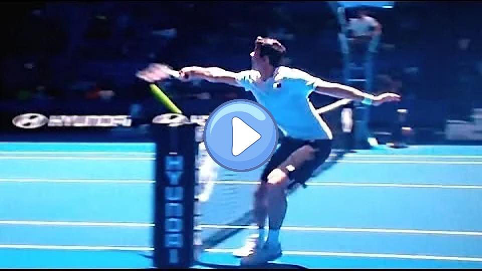 Video thumb: Extremely Rare Tennis Shot - Raonic Hits a Shot from the Opponent's Side of the Court Back Into the Net
