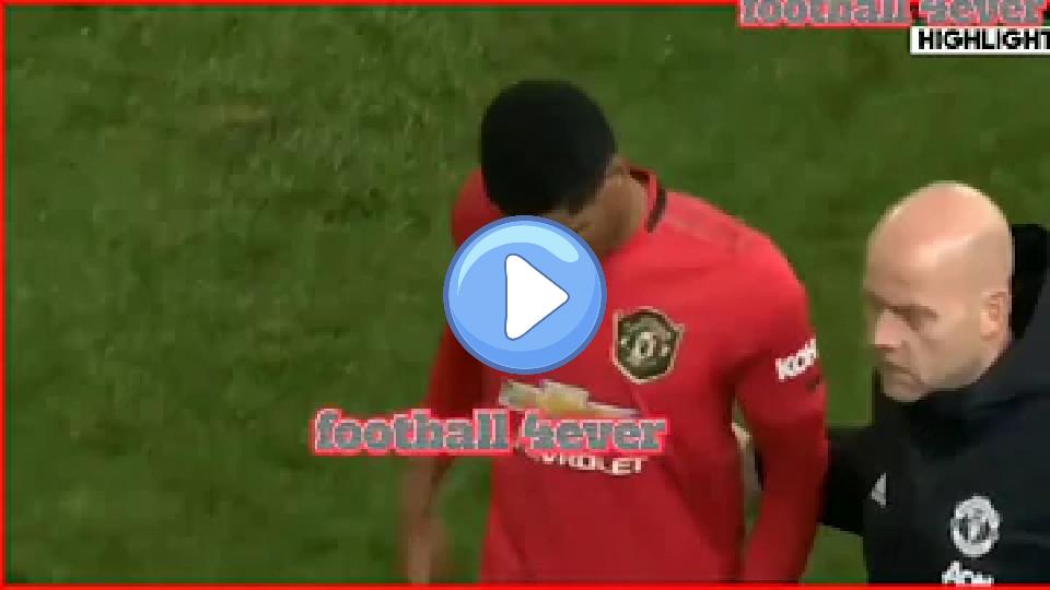 Play video: Marcus Rashford injury vs Wolves on January 16, 2020. Video thumb: Marcus Rashford injury vs Wolves on January 16, 2020.