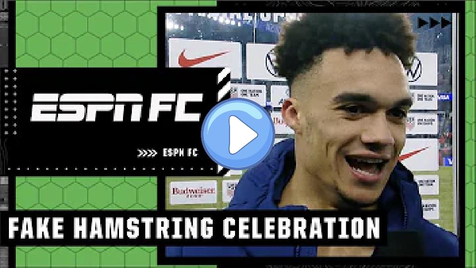 Play video: The story behind Antonee Robinson’s fake hamstring injury celebration 😆 | ESPN FC Video thumb: The story behind Antonee Robinson’s fake hamstring injury celebration 😆 | ESPN FC