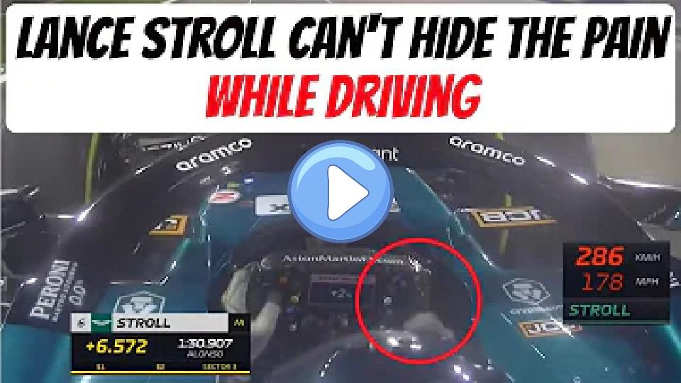 Play video: Lance Stroll can't hide the pain while driving FP2 at the Bahrain GP. Video thumb: Lance Stroll can't hide the pain while driving FP2 at the Bahrain GP.