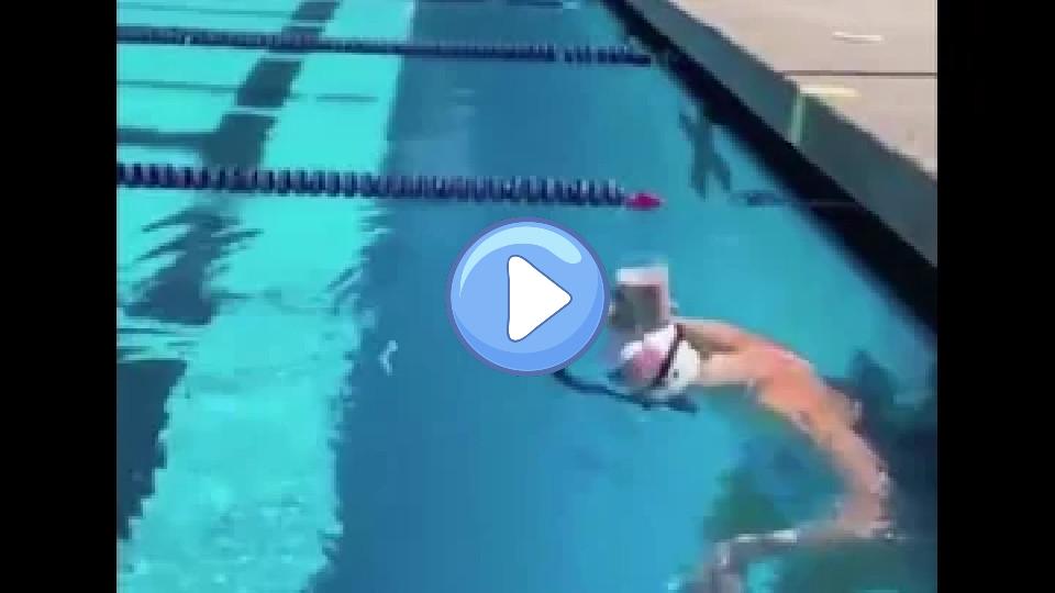 Play video: Olympic Gold Medalist Katie Ledecky Swims with a Cup of Chocolate Milk on Her Head Video thumb: Olympic Gold Medalist Katie Ledecky Swims with a Cup of Chocolate Milk on Her Head