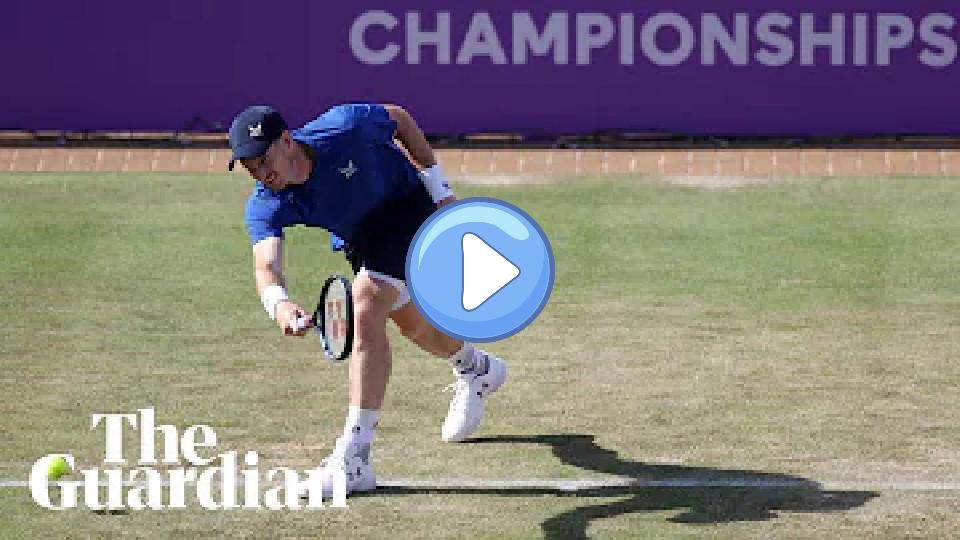 Play video: Andy Murray delivers a shaky performance before retiring from Queen's due to injury. Video thumb: Andy Murray delivers a shaky performance before retiring from Queen's due to injury.