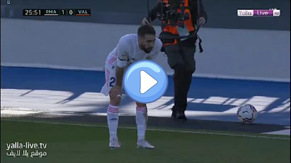 Play video: Dani Carvajal injured vs Valencia | LaLiga 02/14/2021 Video thumb: Dani Carvajal injured vs Valencia | LaLiga 02/14/2021
