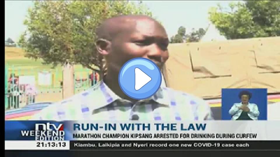 Play video: Top athlete Wilson Kipsang arrested in a bar during curfew Video thumb: Top athlete Wilson Kipsang arrested in a bar during curfew