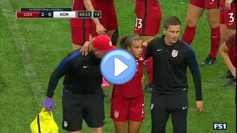 Play video: Mallory Pugh's injury vs. South Korea on October 19, 2017 Video thumb: Mallory Pugh's injury vs. South Korea on October 19, 2017