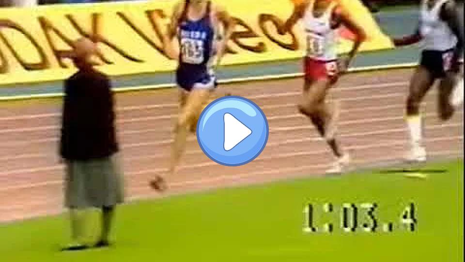 Play video: Joaquim Cruz wins the 800m with the second-fastest time in history at 1:41.77 in Cologne, 1984. Video thumb: Joaquim Cruz wins the 800m with the second-fastest time in history at 1:41.77 in Cologne, 1984.