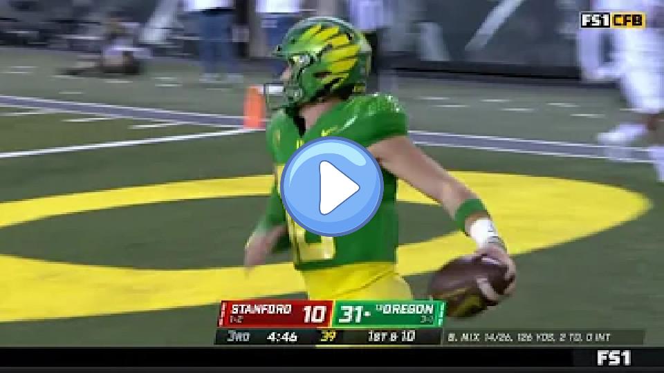 Play video: Oregon QB Bo Nix 80-Yard TD Run vs. Stanford | 2022 College Football Video thumb: Oregon QB Bo Nix 80-Yard TD Run vs. Stanford | 2022 College Football