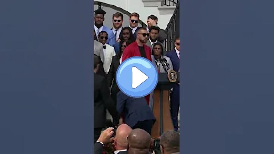 Play video: Travis Kelce steals the microphone at the White House Video thumb: Travis Kelce steals the microphone at the White House